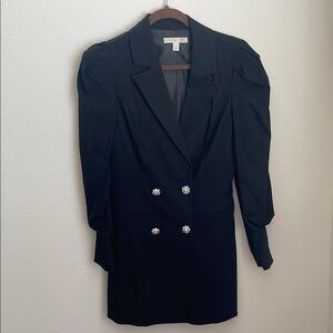 Vintage Black Double-Breasted Blazer with Crystal Buttons